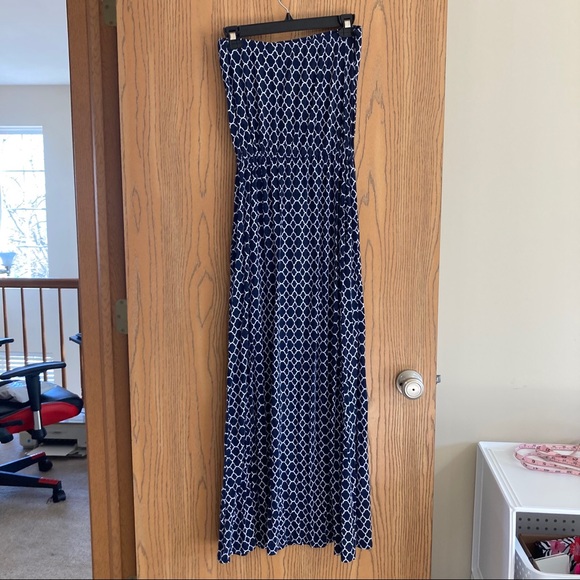 Merona Navy Damask Print Sleeveless Maxi Dress - Picture 3 of 7